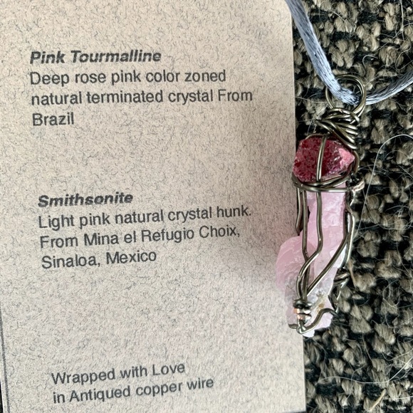 Pink Tourmaline & Smithsonite Pendant - Picture 3 of 13